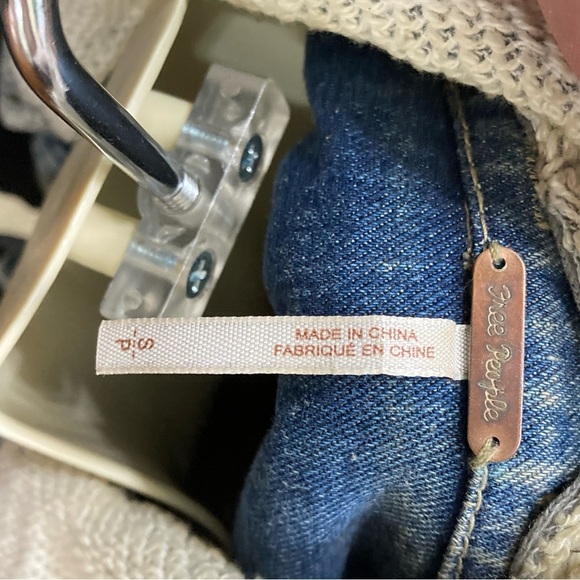 Free People Cropped Knit & Denim Hooded Jacket Size Small - Picture 5 of 6